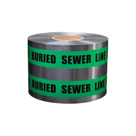 Presco Green Detectable Tape "Caution Buried Sewer Line Below", 4PK SD6105G4